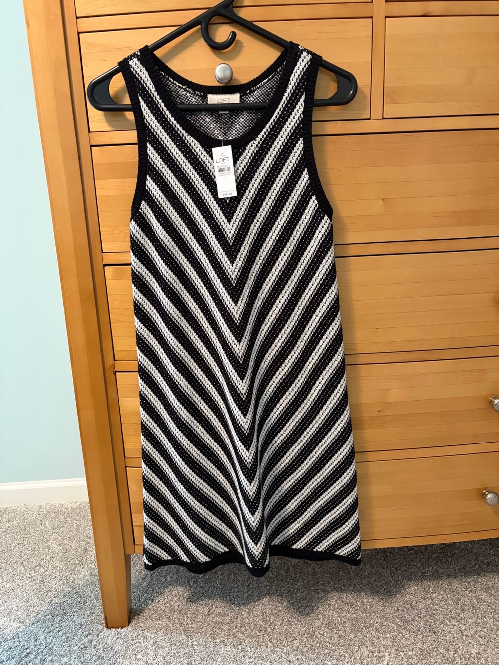 LOFT Black & White Chevron Knit Tank Dress